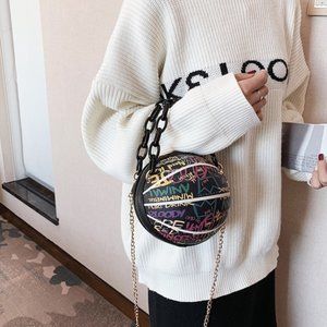 Vegan Leather Basketball Crossbody Bag